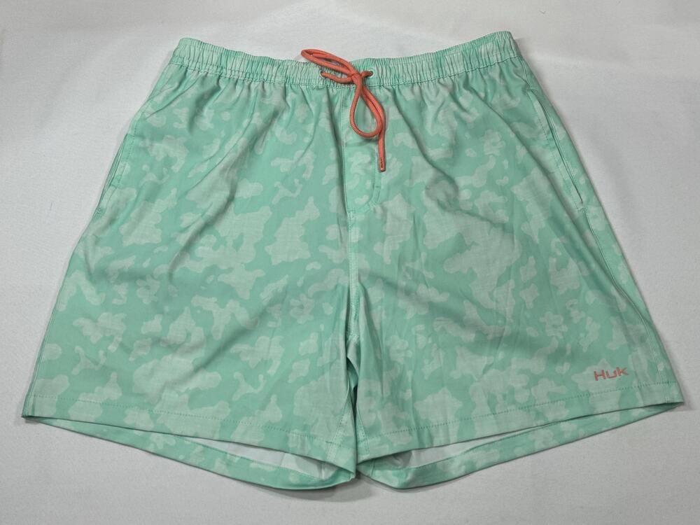 Huk Green Swim Trunks With Liner Size Medium